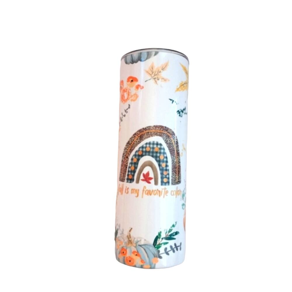 Fall is My Favorite Color Pumpkin Rainbow 20 oz. Skinny Tumbler cup Hot Cold Mug